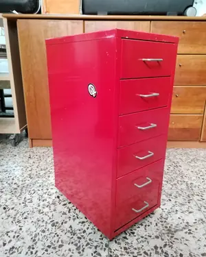 Cajonera móvil roja de cinco cajones - miniatura 2