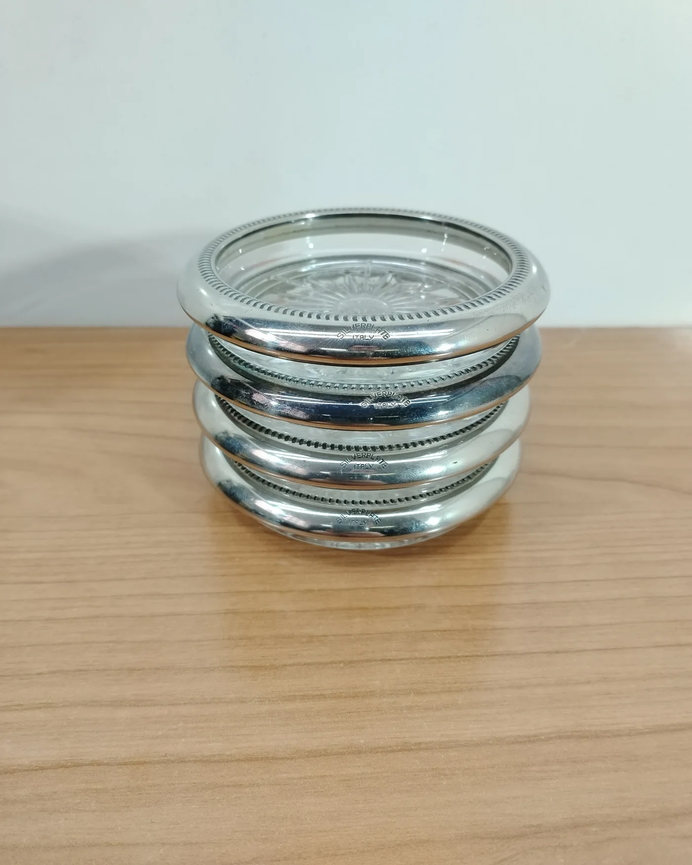 4 posavasos de cristal y plata - imagen 1