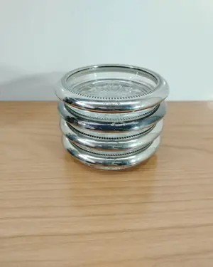 4 posavasos de cristal y plata - miniatura 1