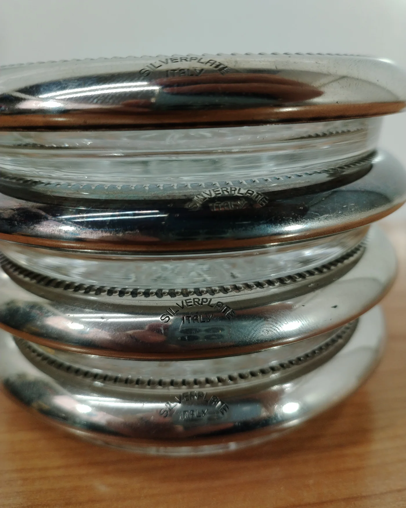4 posavasos de cristal y plata - imagen 2