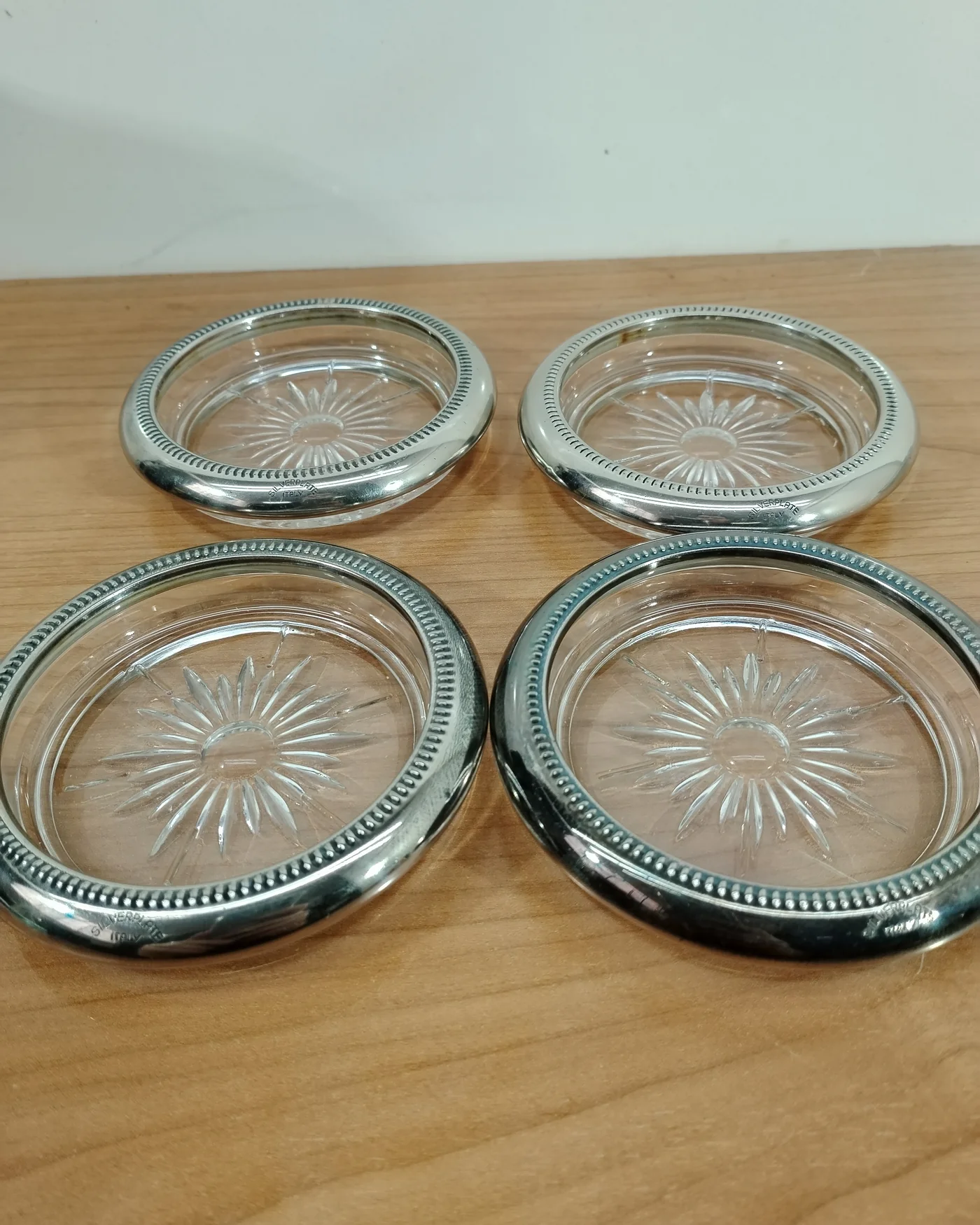 4 posavasos de cristal y plata - imagen 3
