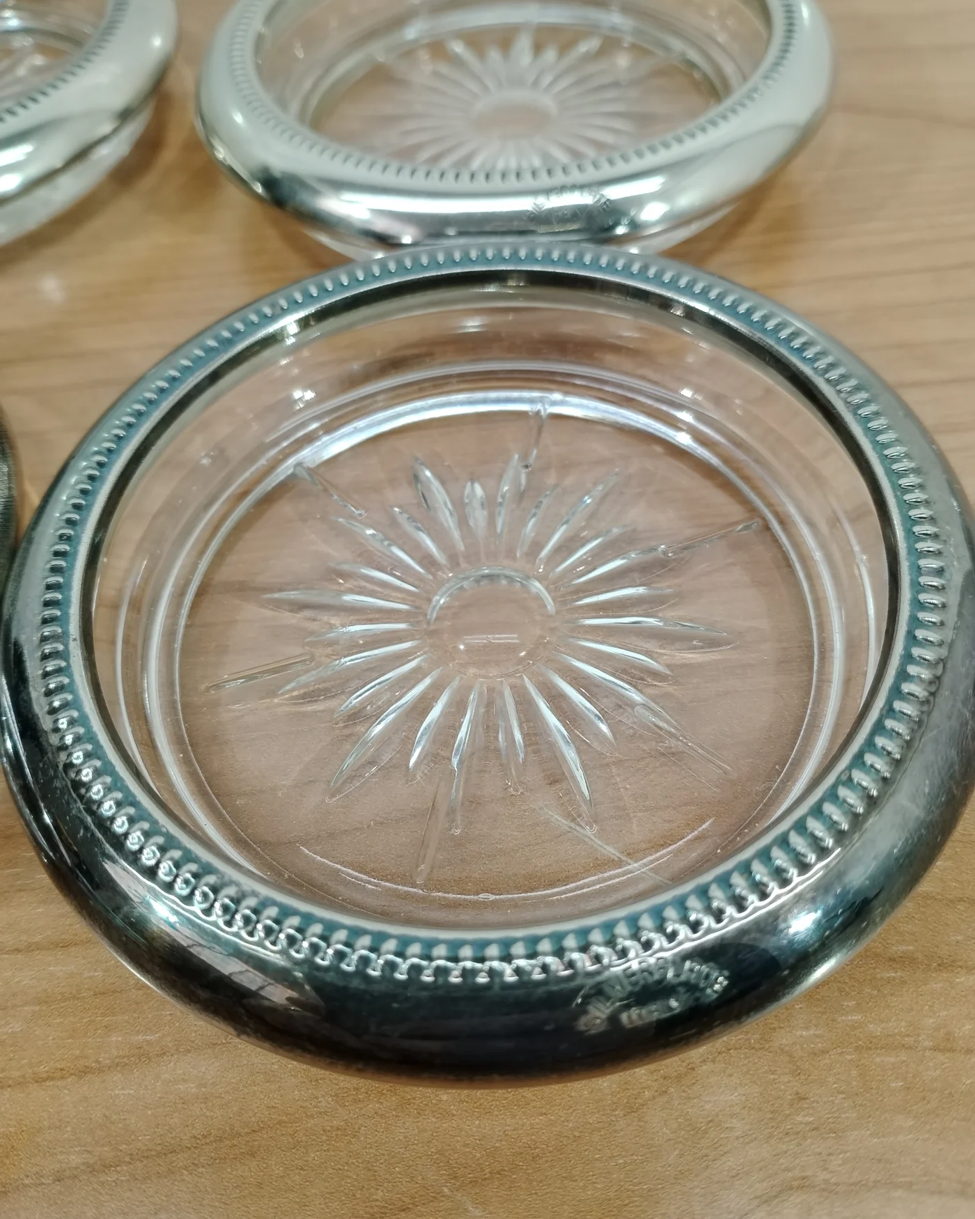 4 posavasos de cristal y plata - imagen 4