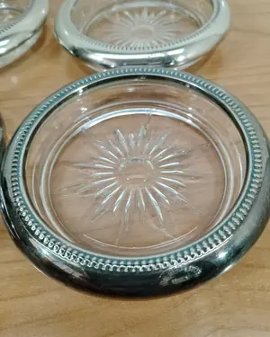 4 posavasos de cristal y plata - miniatura 4