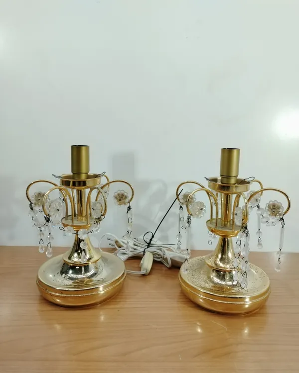 Pareja de Lámparas de Sobremesa Vintage con Cristal