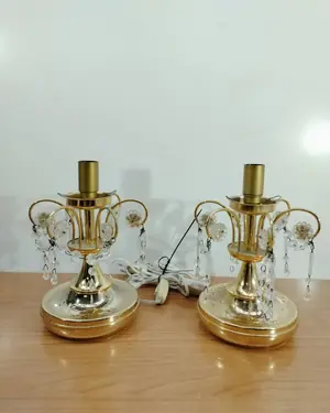 Pareja de lámparas de sobremesa vintage con cristal - miniatura 1
