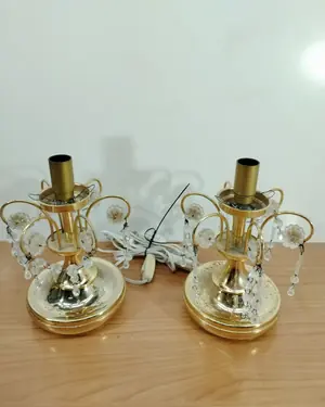 Pareja de lámparas de sobremesa vintage con cristal - miniatura 2