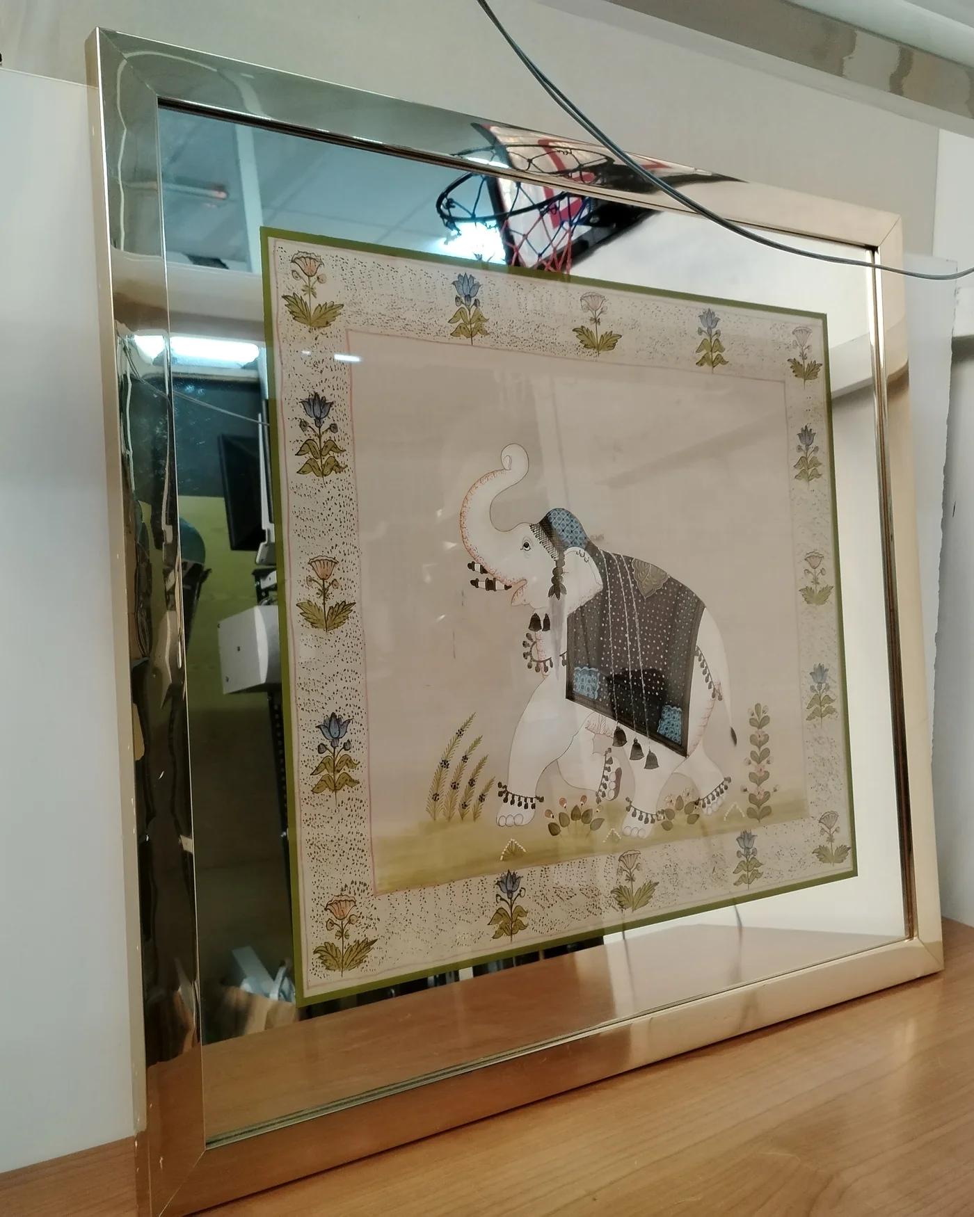 Seda hindú pintada a mano con elefante - imagen 2