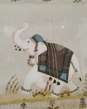 Seda hindú pintada a mano con elefante - miniatura 3