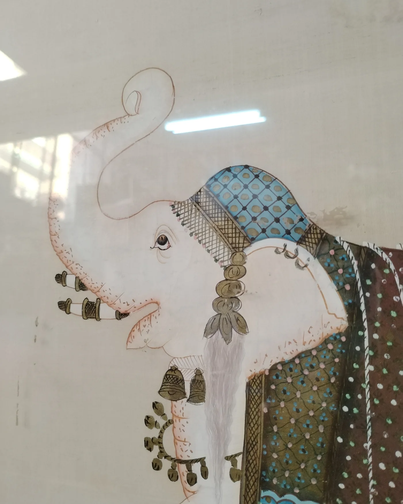 Seda hindú pintada a mano con elefante - imagen 5