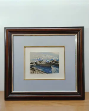Grabado de puerto marítimo firmado y numerado - miniatura 1
