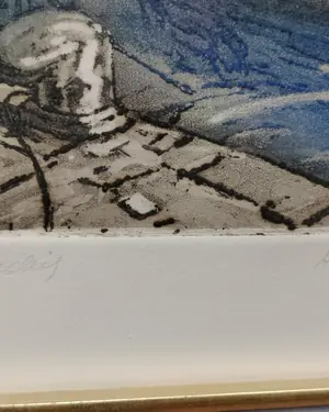 Grabado de puerto marítimo firmado y numerado - miniatura 3