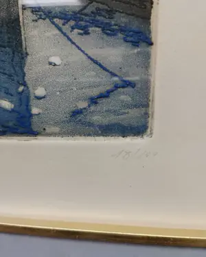 Grabado de puerto marítimo firmado y numerado - miniatura 4