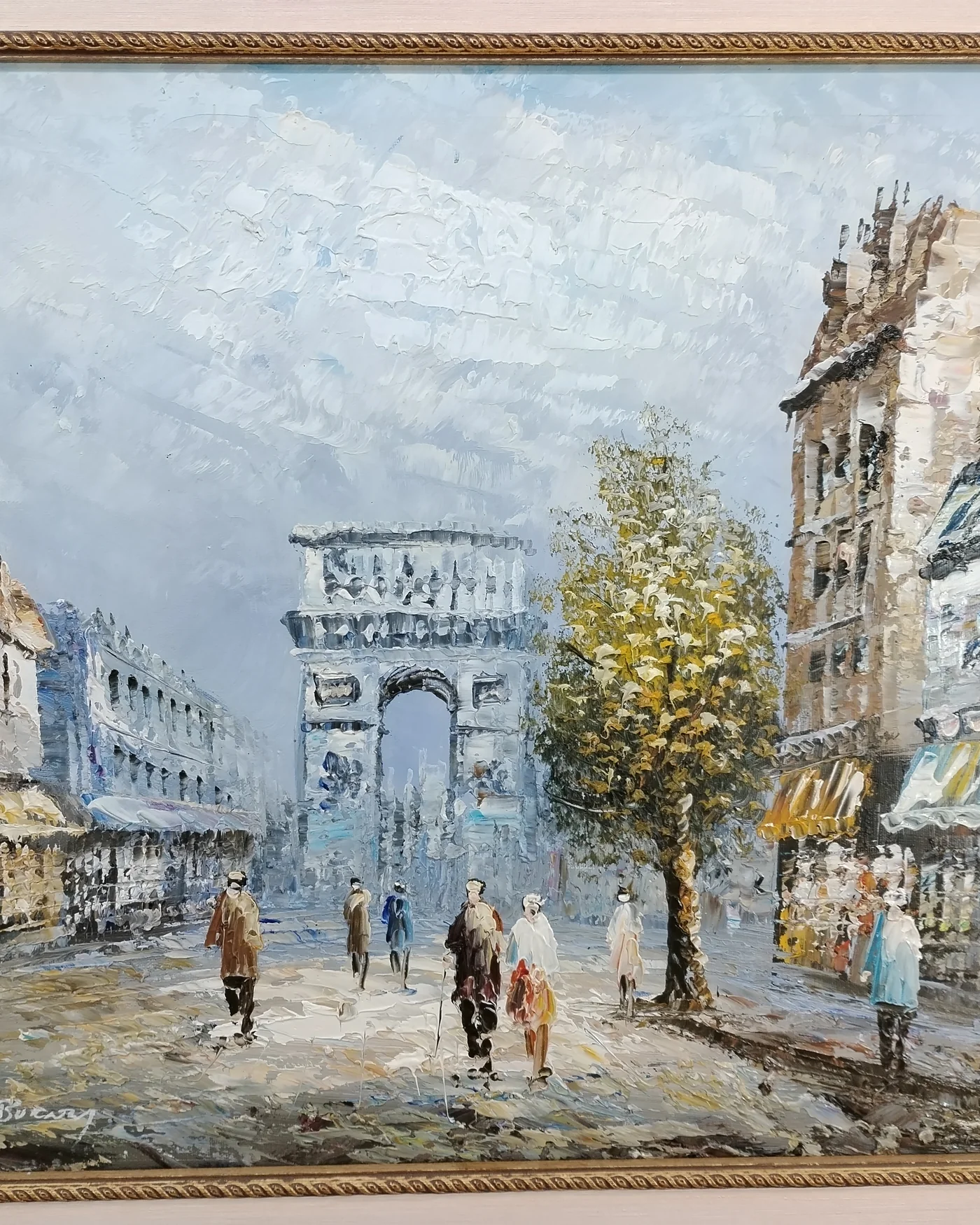 Óleo escena callejera de París con el Arco del Triunfo - imagen 2