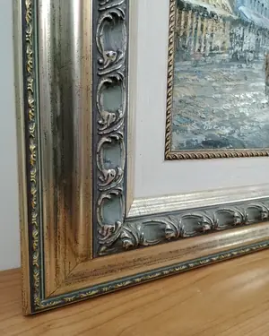 Óleo escena callejera de París con el Arco del Triunfo - miniatura 3