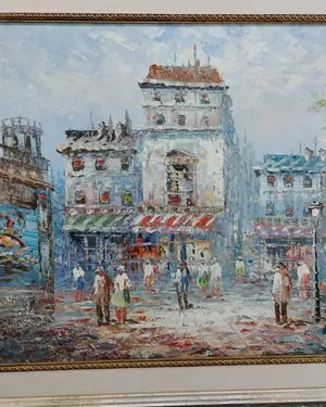 Oleo escena callejera de Paris - miniatura 2
