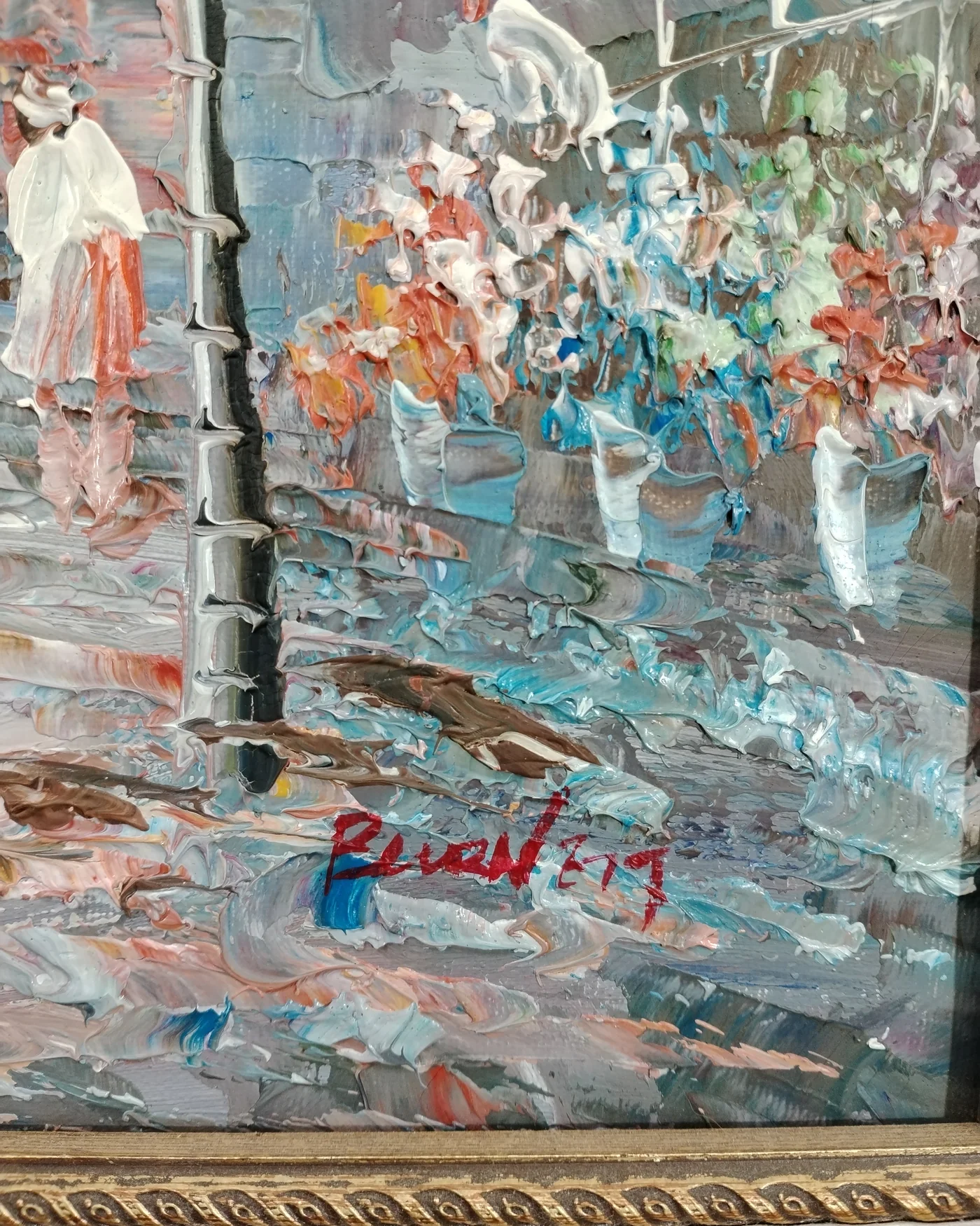 Oleo escena callejera de Paris - imagen 3
