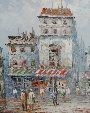 Oleo escena callejera de Paris - miniatura 4