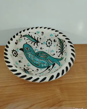 Pareja de jarrón con tapa y plato verde agua - miniatura 5