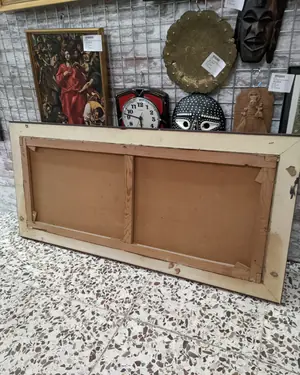 Cuadro rectangular óleo paisaje marco marrón - miniatura 4