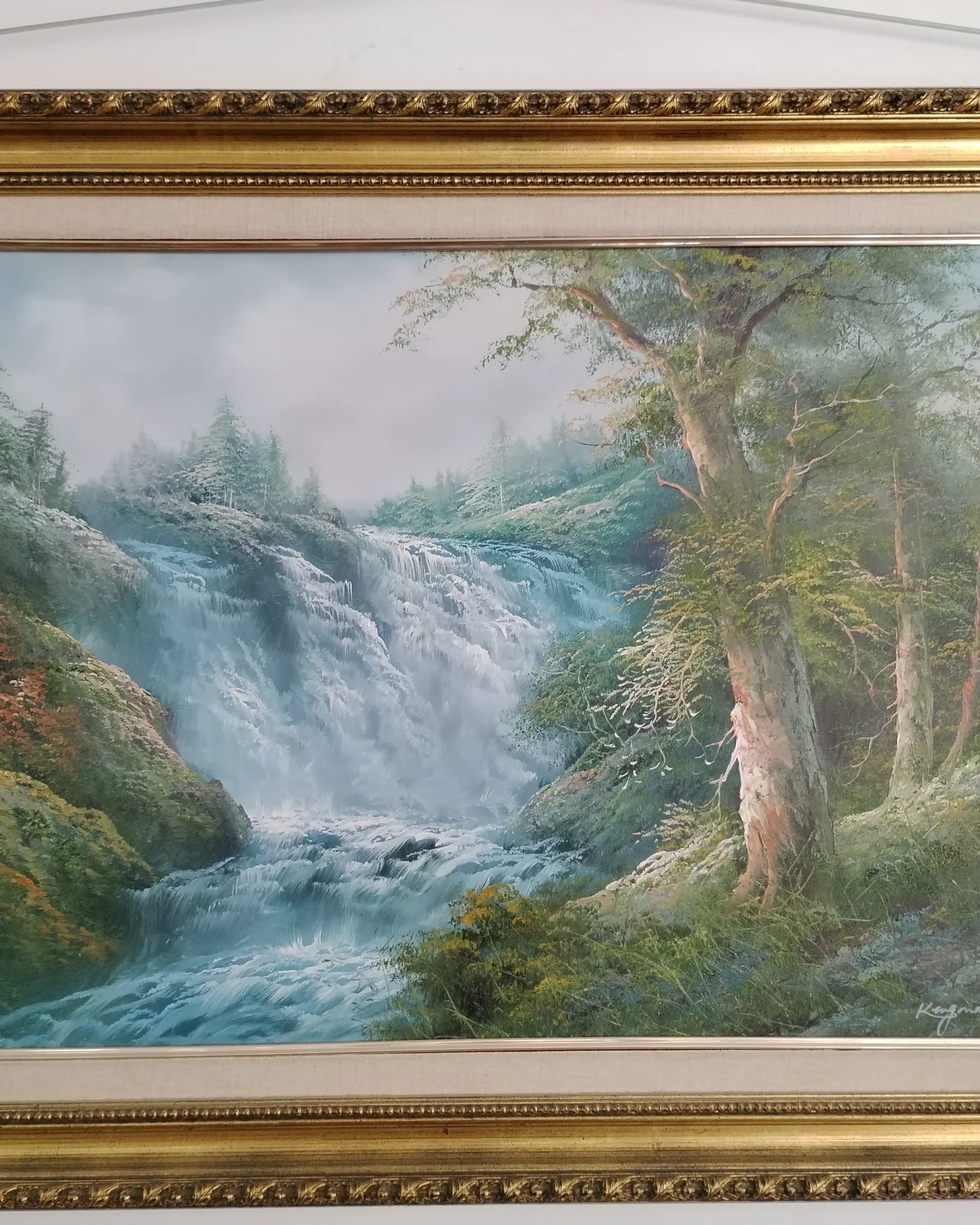 Óleo paisaje de cascada firmado por Eugene Kingman - imagen 1
