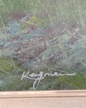 Óleo paisaje de cascada firmado por Eugene Kingman - miniatura 2