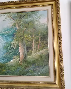 Óleo paisaje de cascada firmado por Eugene Kingman - miniatura 4