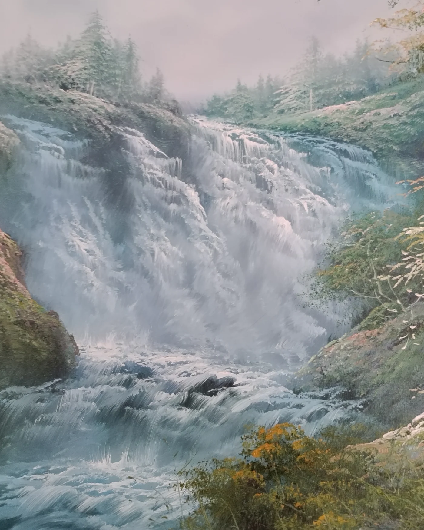 Óleo paisaje de cascada firmado por Eugene Kingman - imagen 6
