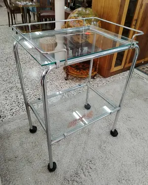 Camarera vintage de cristal y metal cromado - miniatura 3