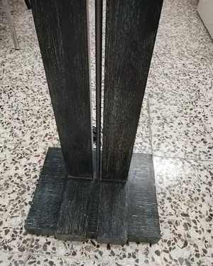 Lámpara de pie vintage de madera con pantalla cilíndrica - miniatura 5