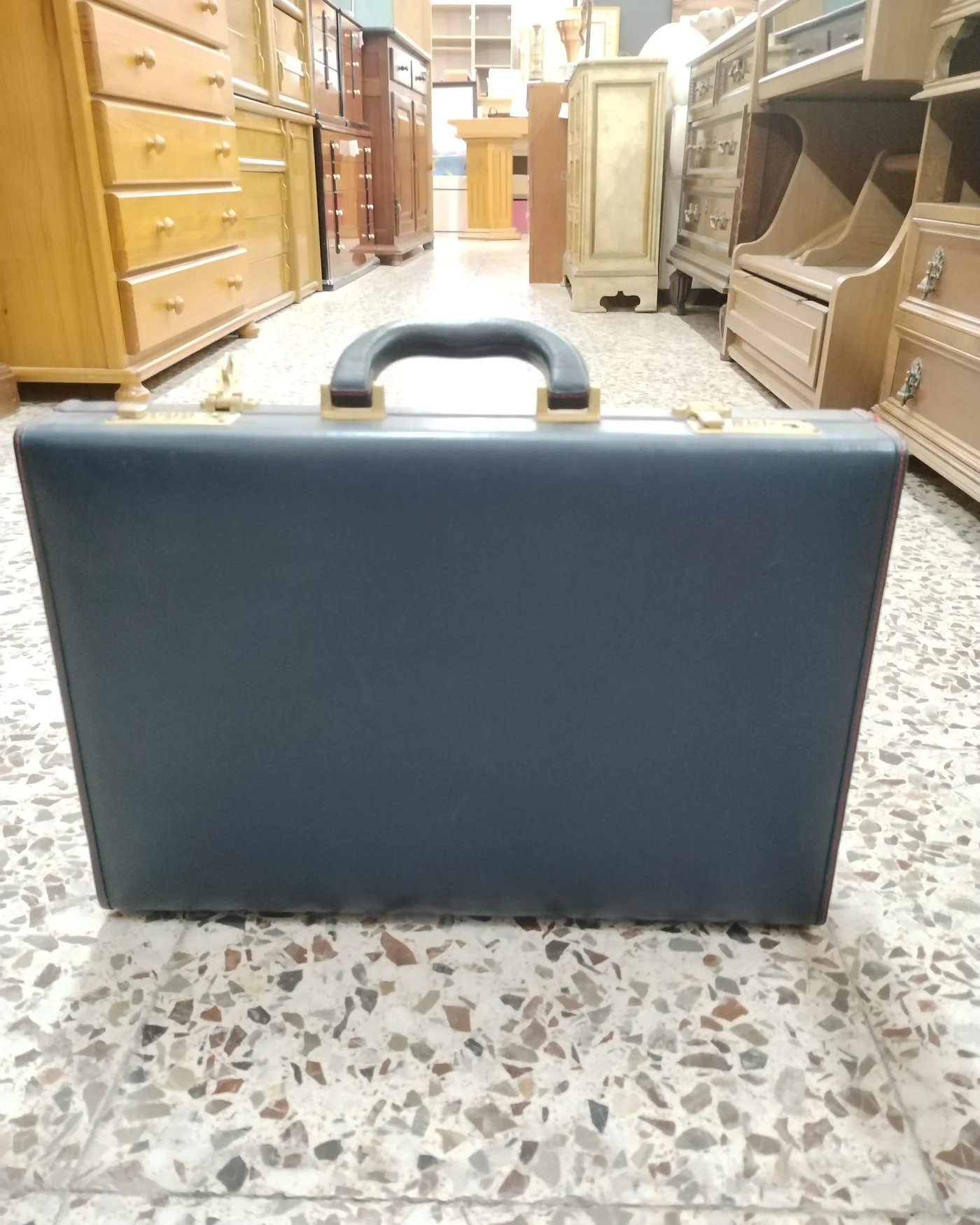 Maletín de negocios vintage azul marino - imagen 1
