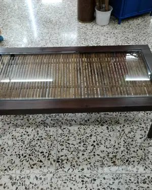 Mesa auxiliar de cristal y bambú - miniatura 1