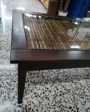 Mesa auxiliar de cristal y bambú - miniatura 3