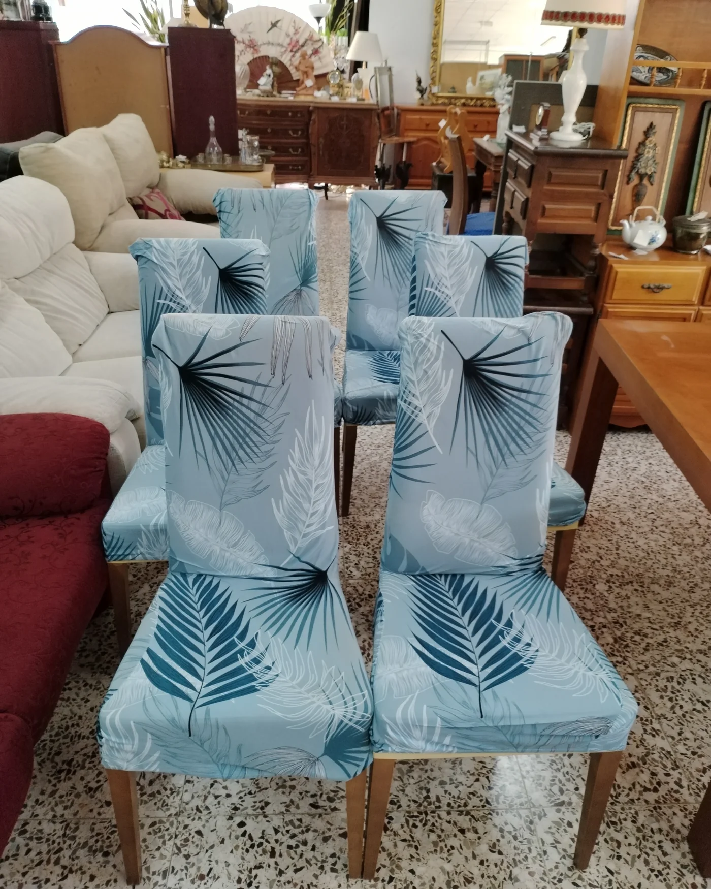 Conjunto de 6 sillas de comedor con fundas - imagen 1