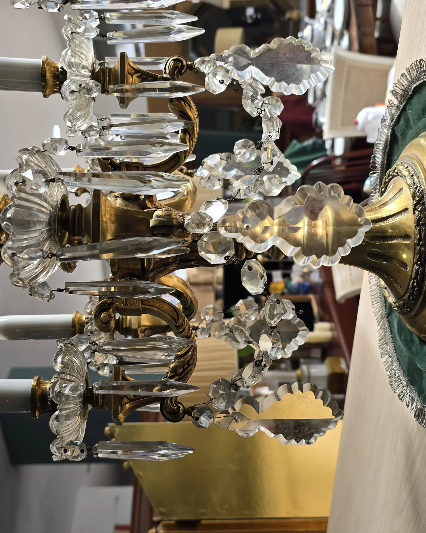 Par de lámparas de sobremesa de bronce y cristal - imagen 2
