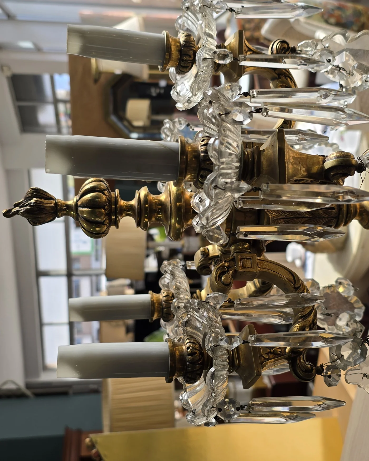 Par de lámparas de sobremesa de bronce y cristal - imagen 4