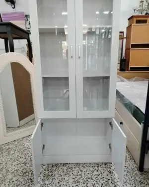 Vitrina de salón blanca con puertas de cristal - miniatura 3