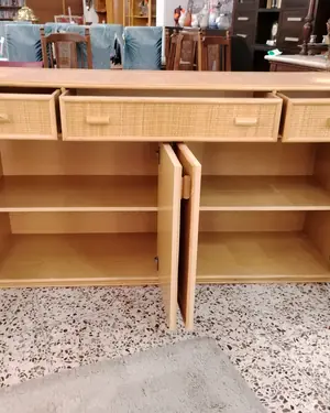 Aparador vintage de bambú y ratán - miniatura 3