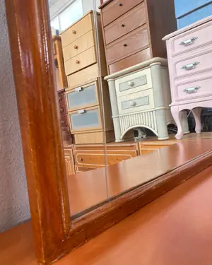 ESPEJO Con marco de madera vintage - miniatura 2
