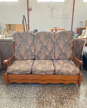 Sofá de 3 plazas de madera de pino - miniatura 1