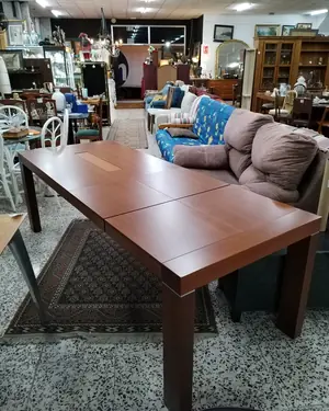 Mesa de comedor extensible de madera de nogal - miniatura 8