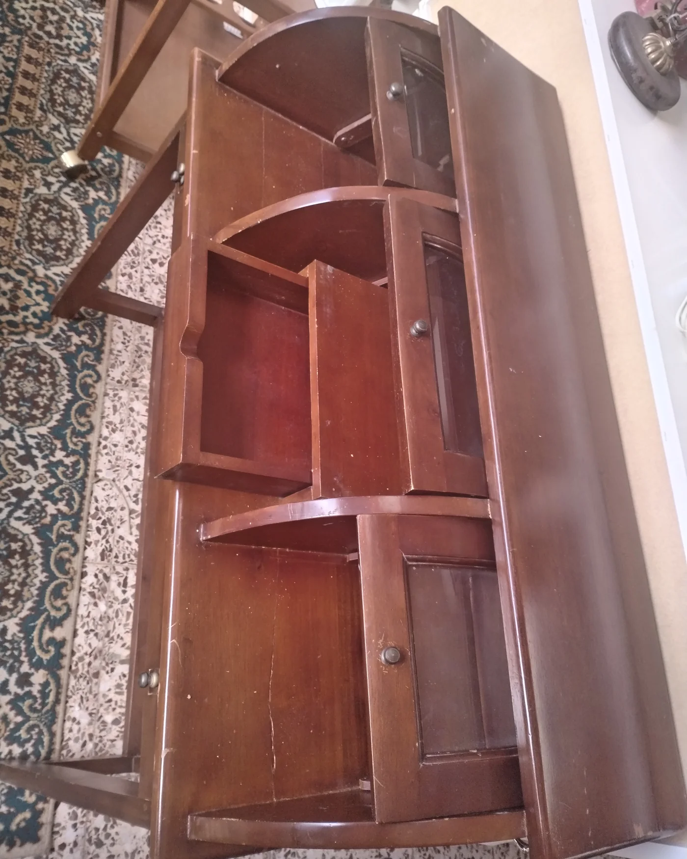 Buro antiguo de madera con tapa enrollable - imagen 2