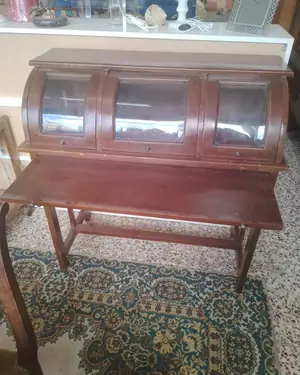 Buro antiguo de madera con tapa enrollable - miniatura 6