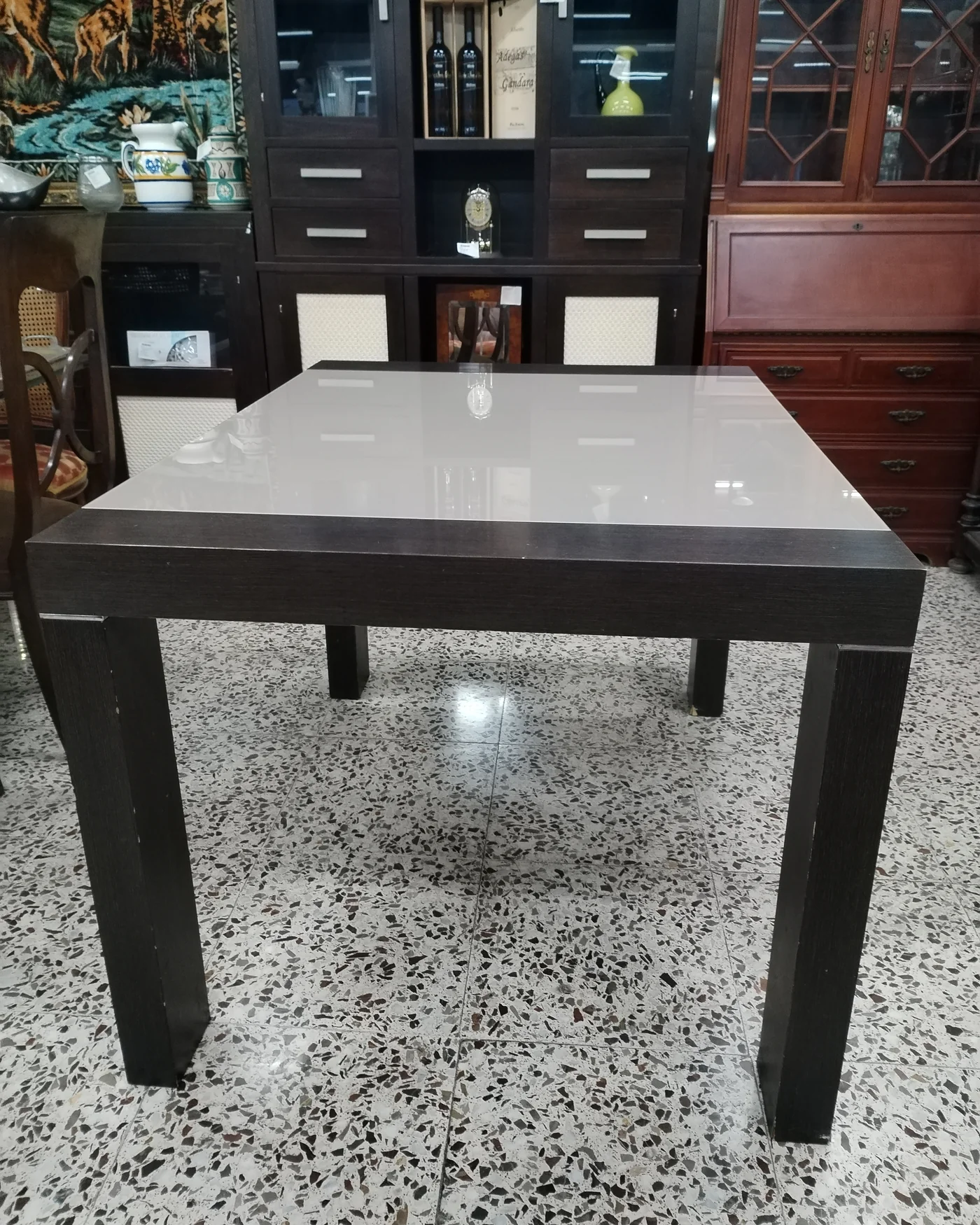 Mesa de comedor extensible en madera y cristal - imagen 2