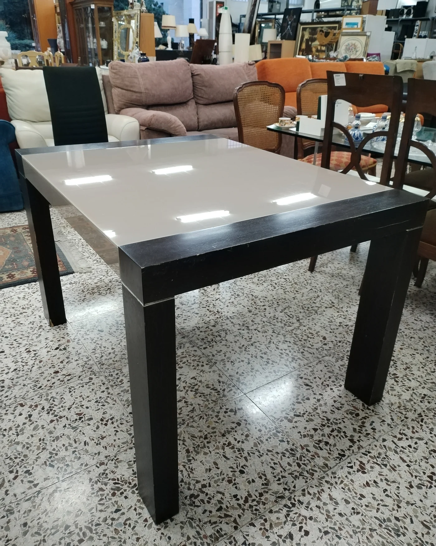 Mesa de comedor extensible en madera y cristal - imagen 3