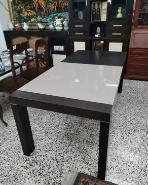 Mesa de comedor extensible en madera y cristal - miniatura 5