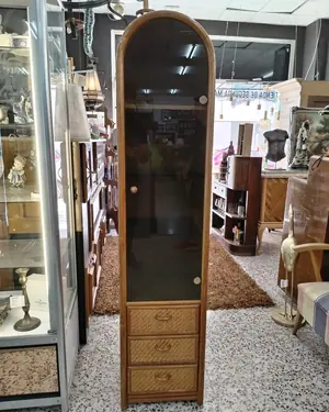 VITRINA VINTAGE DE BAMBU SALOE DE BAMBU DE CRISTAL - miniatura 1
