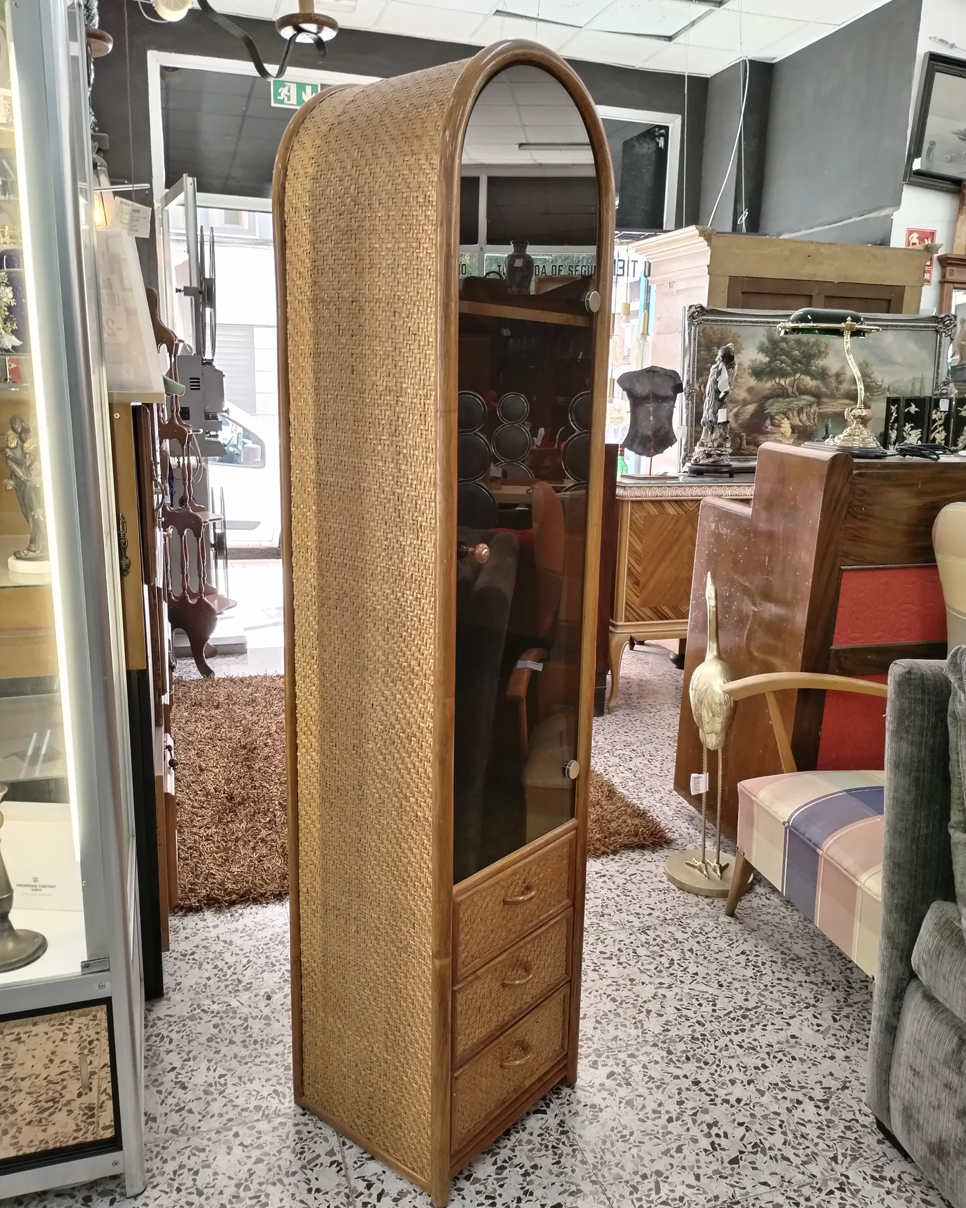 VITRINA VINTAGE DE BAMBU SALOE DE BAMBU DE CRISTAL - imagen 4