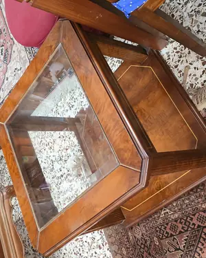 Mesa centro cuadrada de madera con cristal - miniatura 1