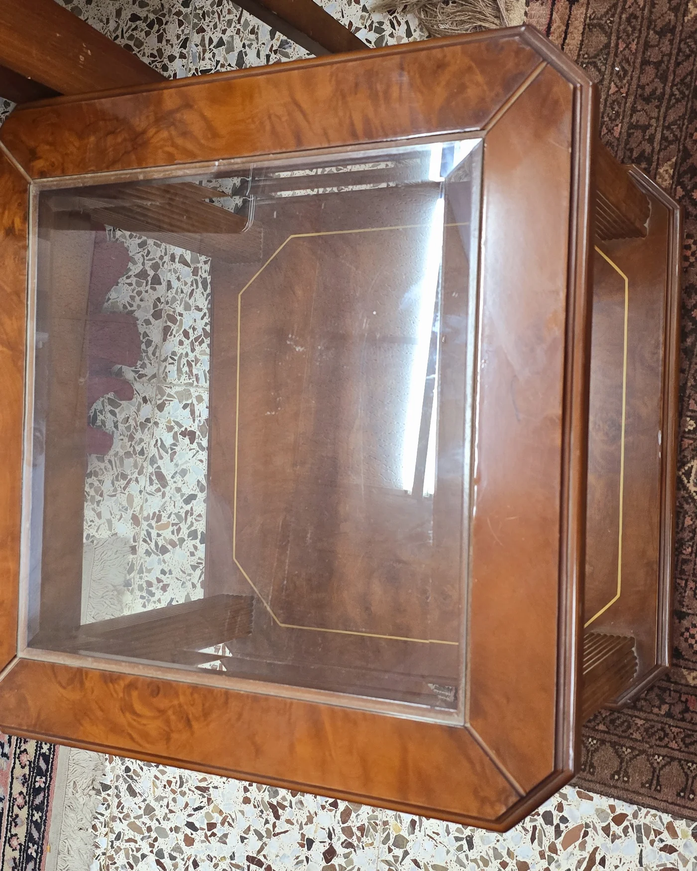 Mesa centro cuadrada de madera con cristal - imagen 4