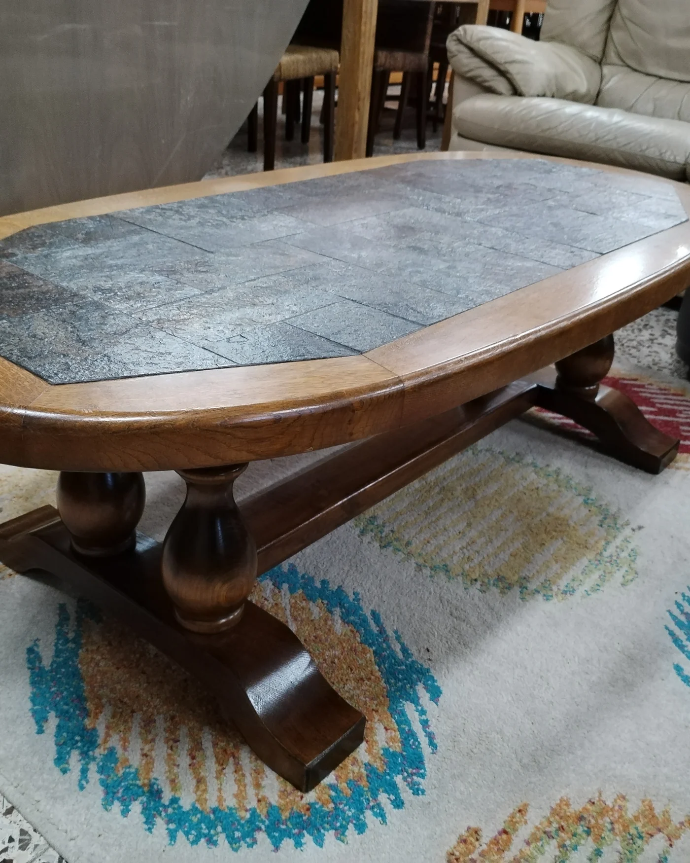 Mesa de Centro Rustica Piedra Incrustada - imagen 3